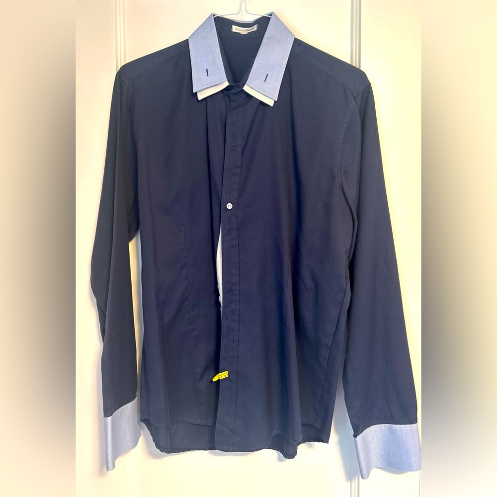 Natacamicie Navy Blue Shirt with Light Blue Accents